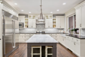 white and steel kitchen interior