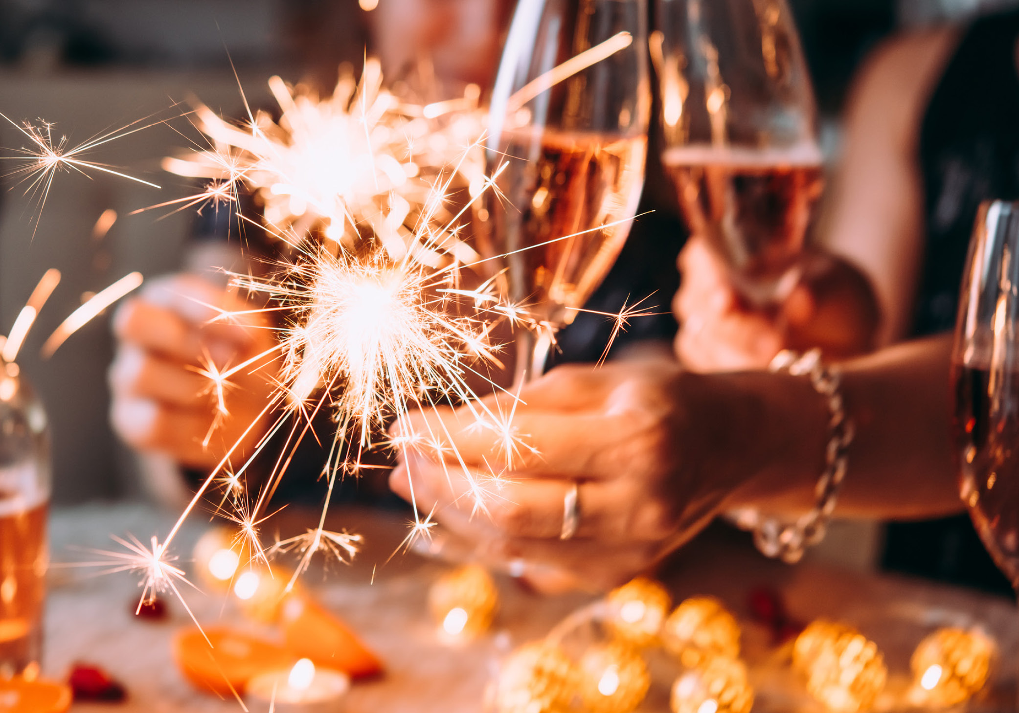 wine cups and sparkles